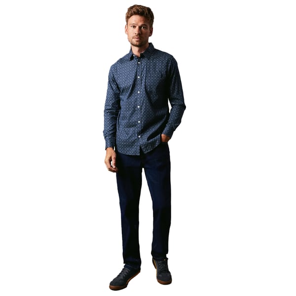 Maine Mens Tudor Tile Print Long-Sleeved Shirt