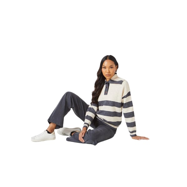 Debenhams Womens/Ladies Stripe Open Collar Sweater Top