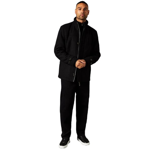 Maine Mens Wool Blend Funnel Neck Jacket