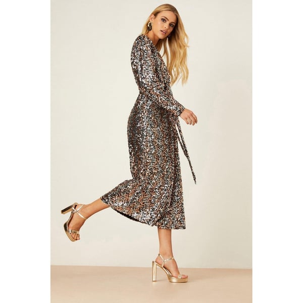 Dorothy Perkins Womens/Ladies Sequin Belt Wrap Midi Dress