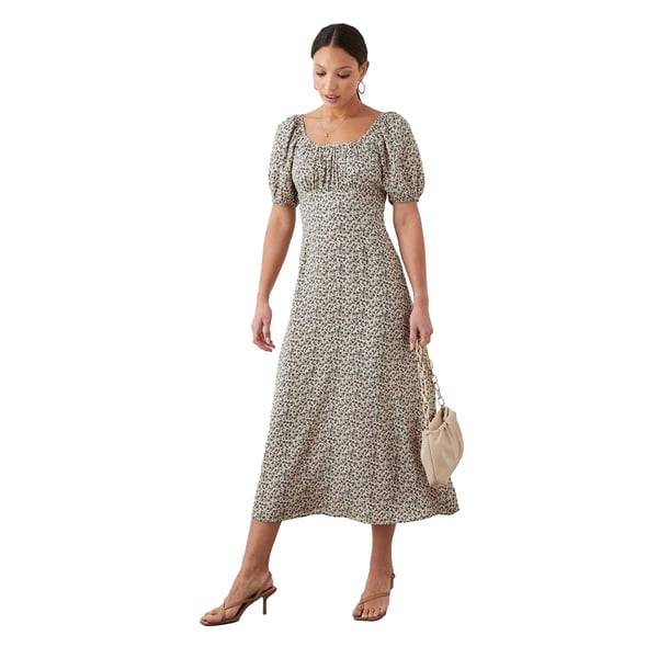 Dorothy Perkins Dame/kvinder Ditsy Print Ruched Midi Kjole
