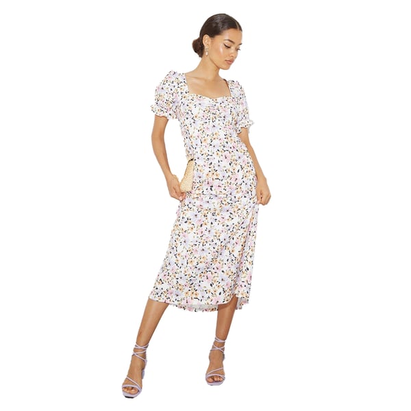 Dorothy Perkins Dam/Dam Blommig Sweetheart Petite Puffad Midiklänning