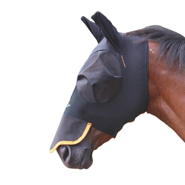 Shires Stretch fluemaske med næse til heste