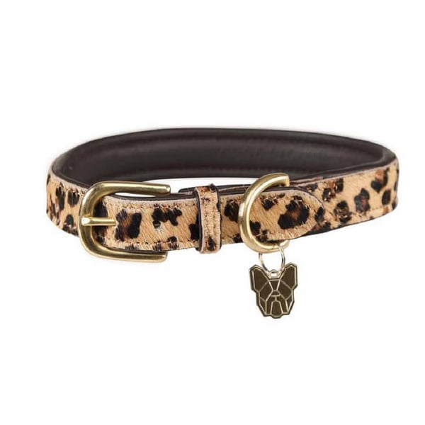 Digby & Fox Leopard Print Cow Hair Leather Dog Collar