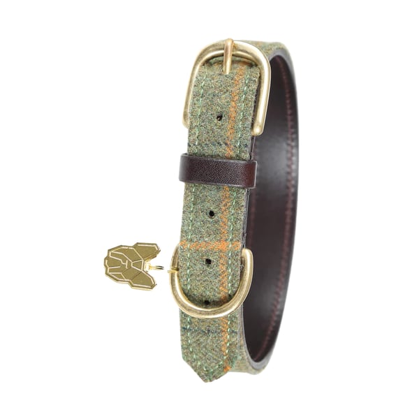 Digby & Fox Checked Leather Dog Collar