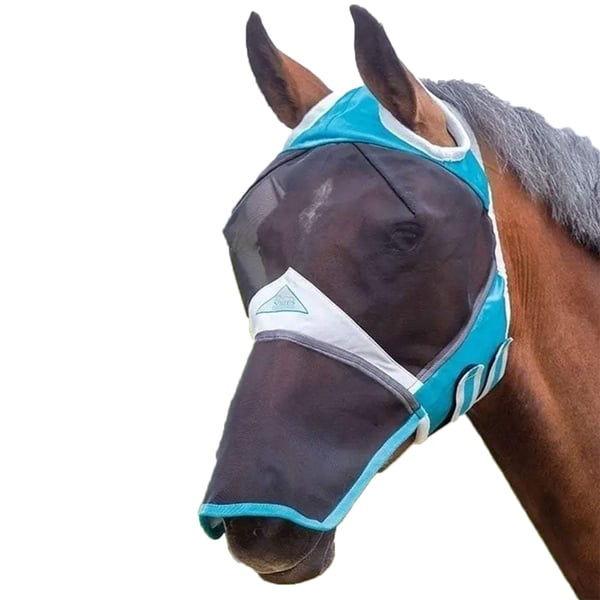 Shires Finmaskig Flugmask för Häst med Näsdel och Öronhål