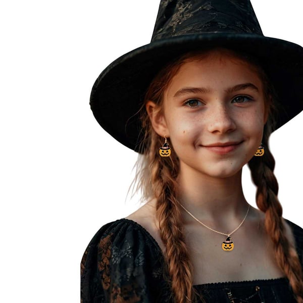 Fiestas Guirca Pumpkin Halloween Earring & Necklace Set