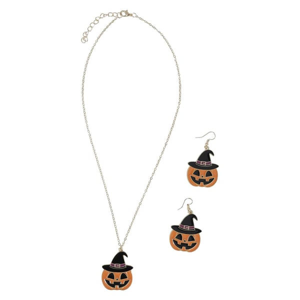 Fiestas Guirca Pumpkin Halloween Earring & Necklace Set
