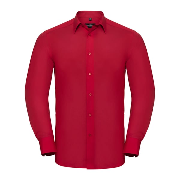Russell Collection Mens Poplin Tailored Long-Sleeved Shirt