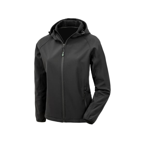 Result Genuine Recycled Womens/Ladies Hooded 3 Layer Recycled Soft Shell Jacket
