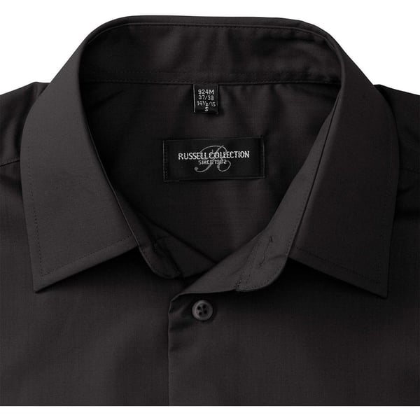 Russell Collection Mens Long Sleeve Poly-Cotton Easy Care Tailored Poplin Shirt