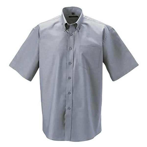Russell Collection Mens Short Sleeve Easy Care Oxford Shirt