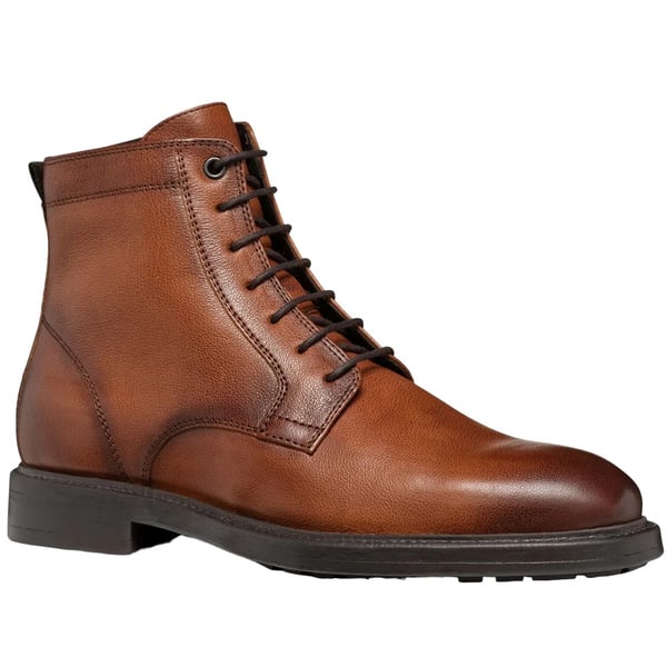 Geox Mens Tiberio Patent Leather Ankle Lace Up Boots