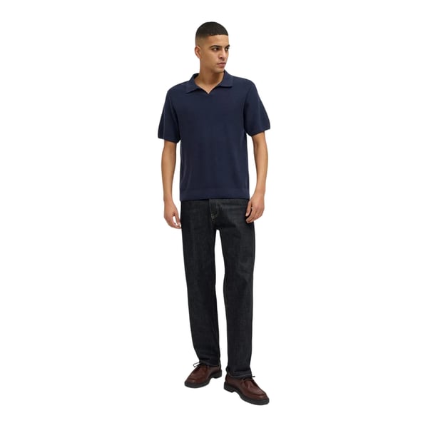 Jack And Jones Mens Knitted Split Neck Polo Shirt
