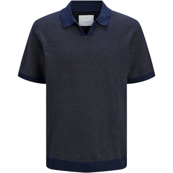 Jack And Jones Mens Knitted Split Neck Polo Shirt