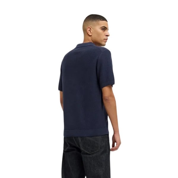 Jack And Jones Mens Knitted Split Neck Polo Shirt