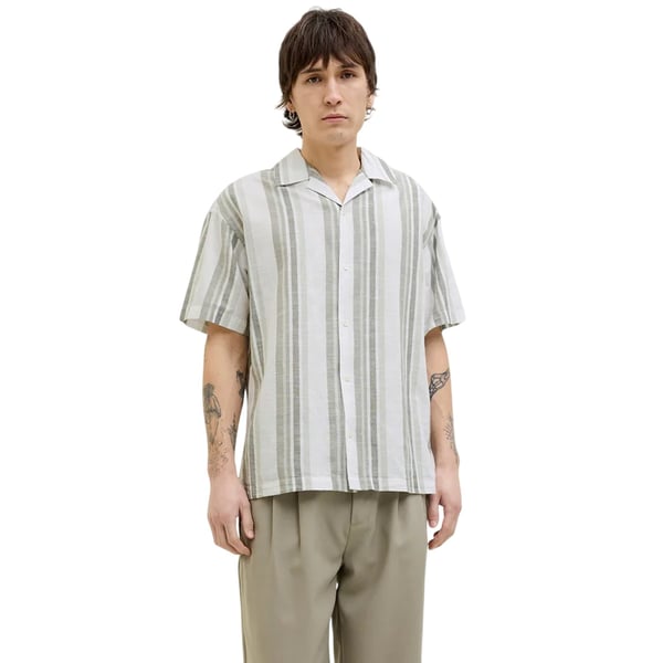 Jack And Jones Mens Stripe Revere Collar Shirt