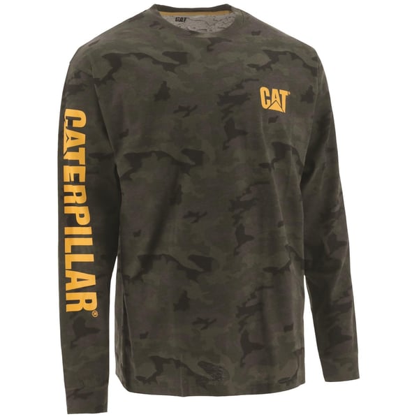 Caterpillar Langærmet langærmet T-shirt med bomærkebanner i camo til mænd
