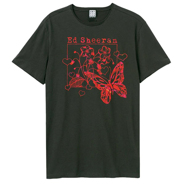 Amplified Unisex Adult Line Art Butterfly Ed Sheeran T-Shirt