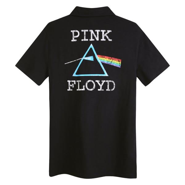 Amplified Mens Washed Slub Pink Floyd Polo Shirt