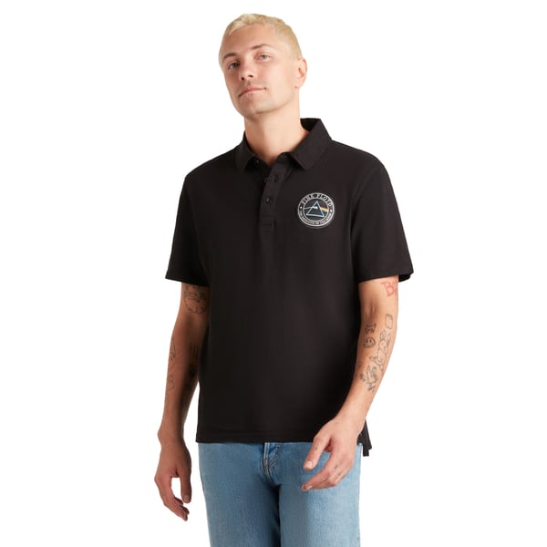 Amplified Mens Washed Slub Pink Floyd Polo Shirt