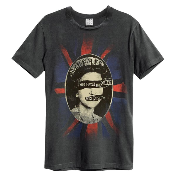 Amplified Unisex Adult God Save The Queen Sex Pistols Crew Neck T-Shirt