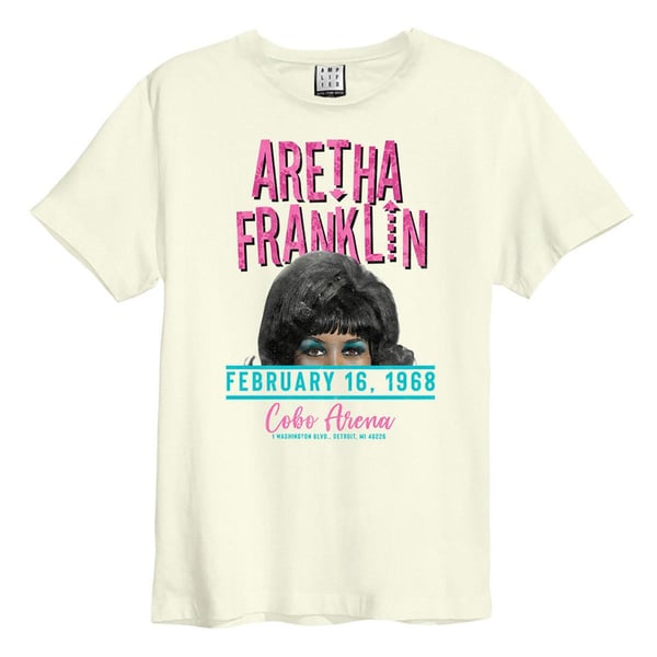 Amplified Unisex Adult Cobo Arena Aretha Franklin Vintage T-Shirt