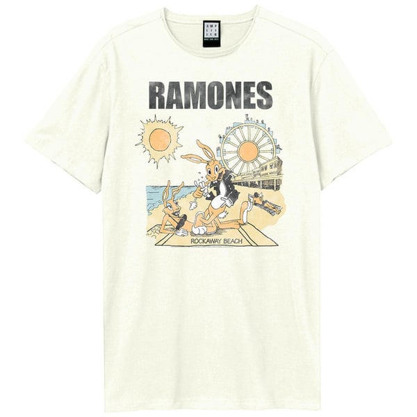 Amplified Unisex Aikuisten Rockaway Beach Ramones Vintage T-paita