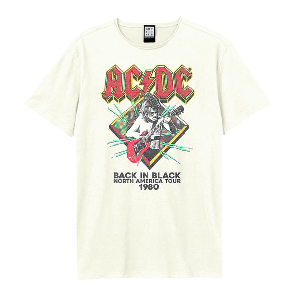 Amplified Unisex Aikuisten Pohjois-Amerikan kiertue 80 AC/DC Vintage T-paita