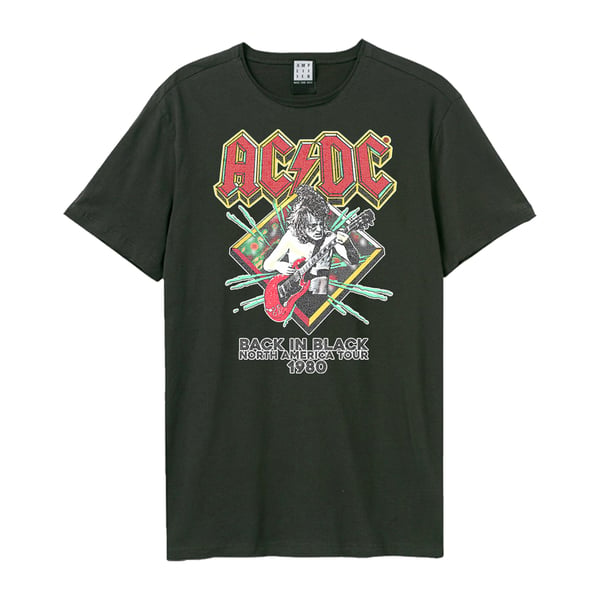 Amplified Unisex Aikuisten Pohjois-Amerikan kiertue 80 AC/DC Vintage T-paita