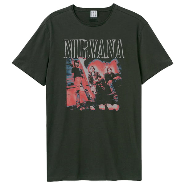 Amplified Unisex Adult Distressed Band Photo Nirvana T-Shirt