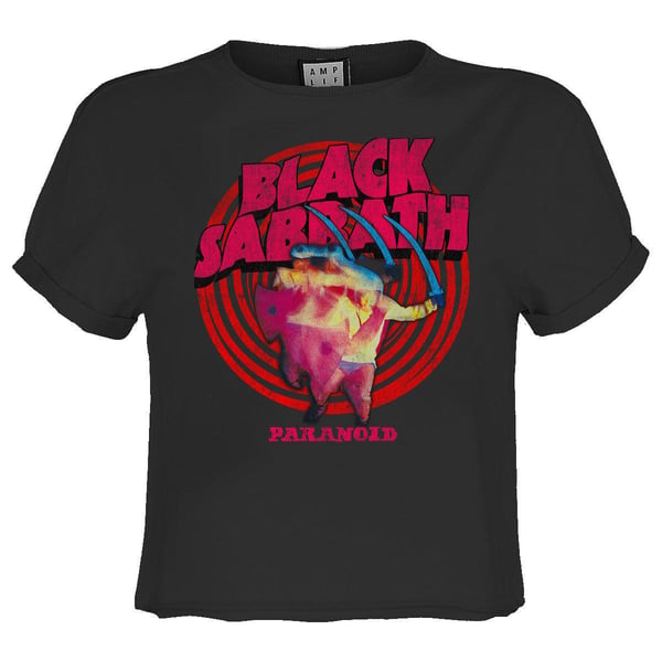 Amplified Womens/Ladies Paranoid Black Sabbath Crop T-Shirt