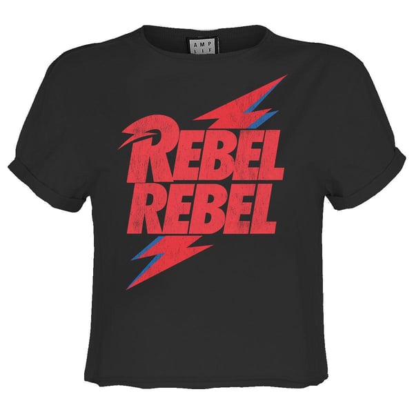 Amplified Womens/Ladies Rebel Rebel David Bowie Crop T-Shirt