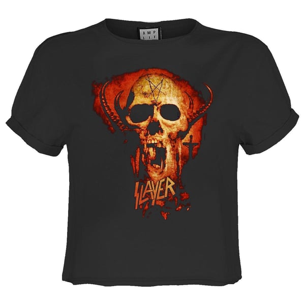 Amplified Womens/Ladies Legacy Skull Slayer Crop T-Shirt