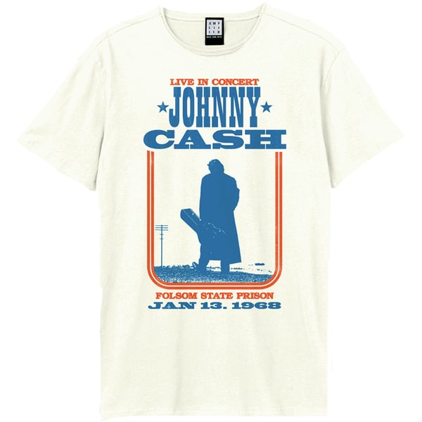 Amplified Unisex Adult Man In Black At Folsom Johnny Cash T-Shirt