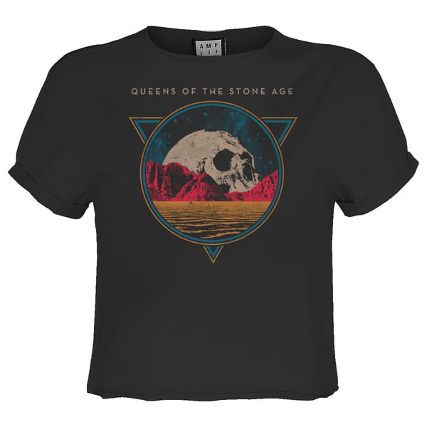 Amplified Naisten Skull Planet Queens Of The Stone Age Lyhyt Toppi Amplified Naisten Skull Planet Queens Of The Stone Age Lyhyt Toppi