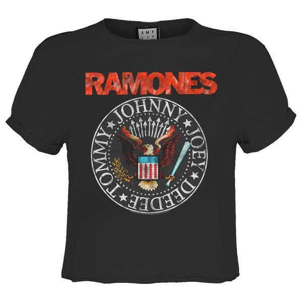 Amplified Womens/Ladies Vintage Seal Ramones Crop Top