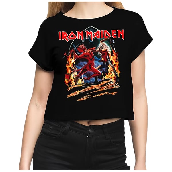 Amplified Womens/Ladies Run To The Hills Iron Maiden Crop Top