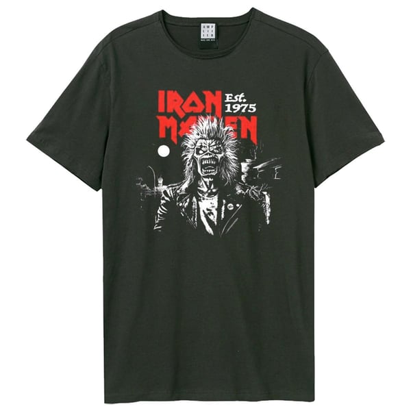 Amplified Mens 50th 2 Colour 1975 Eddie Iron Maiden T-Shirt