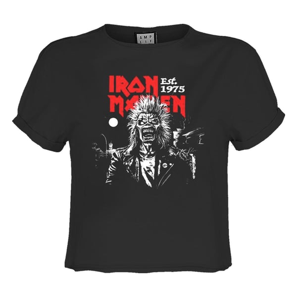Amplified Womens/Ladies 50th 2 Colour 1975 Eddie Iron Maiden Crop Top