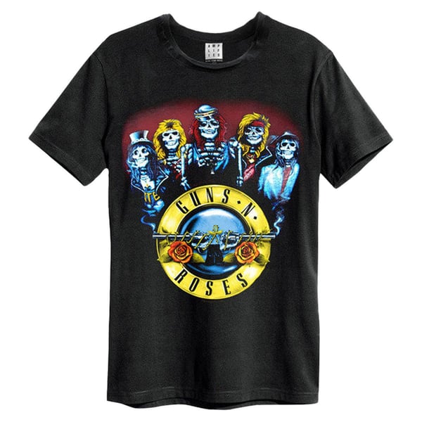 Amplified Unisex Aikuisten Luuranko Rummut Guns N Roses T-paita