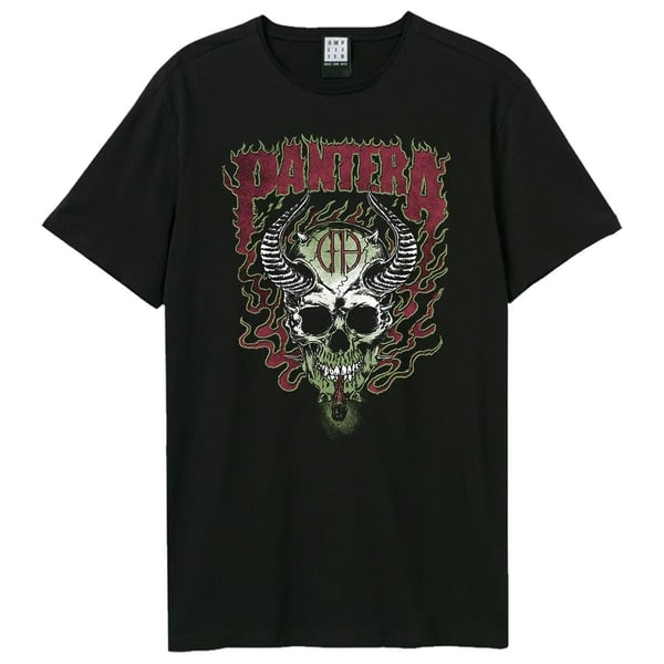 Amplified Unisex Aikuisten Fire Skull Pantera T-paita