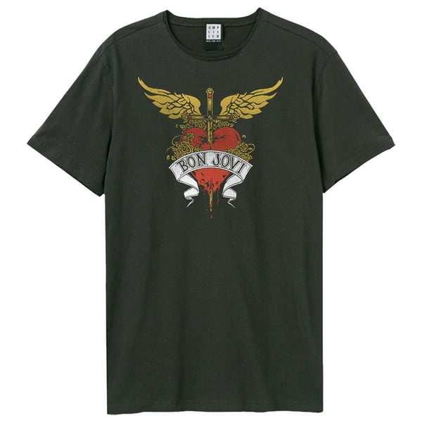 Amplified Unisex Adult Heart And Dagger Bon Jovi T-Shirt