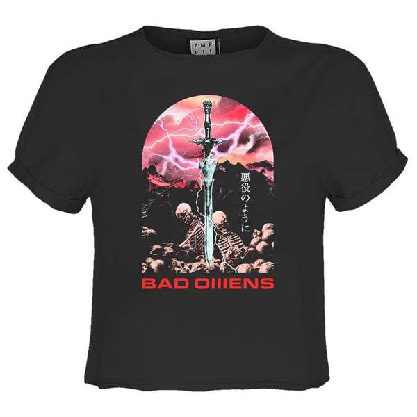 Amplified Dam/Dam Fantasy Sword Bad Omens Crop T-shirt