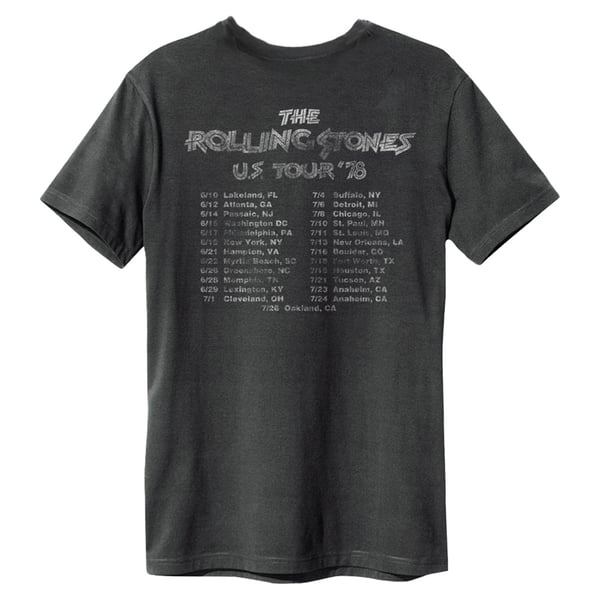 Amplified Unisex Adult US Tour 78 The Rolling Stones T-Shirt
