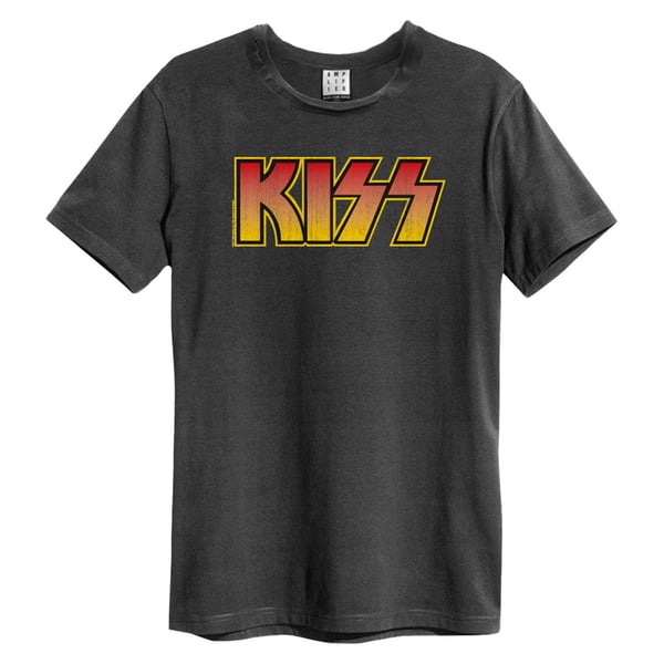 Amplified Unisex Vuxen Klassisk Logotyp Sliten Kiss T-Shirt