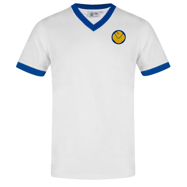 Leeds United FC Mens Retro Polyester V Neck T-Shirt Leeds United FC Mens Retro Polyester V Neck T-Shirt