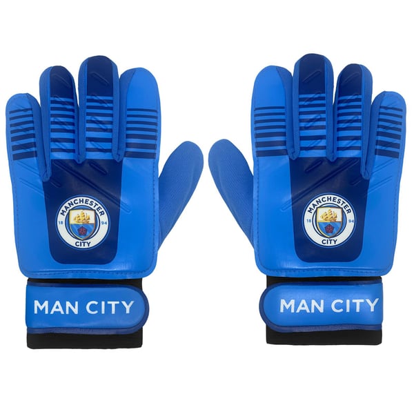 Manchester City FC Childrens/Kids Touch Fastening Goalkeeper Gloves