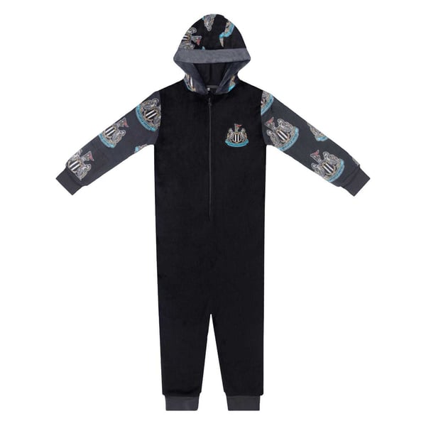 Newcastle United FC Childrens/Kids Crest Fleece All-In-One Nightwear