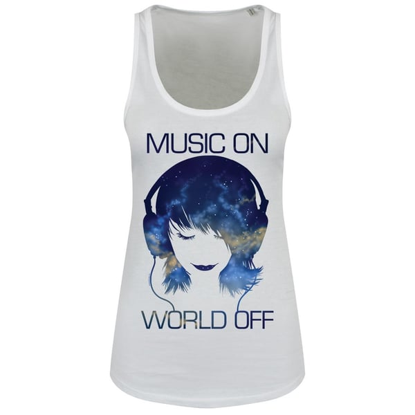 Grindstore Music On World Off Ladies Floaty Tank Grindstore Music On World Off Ladies Floaty Tank